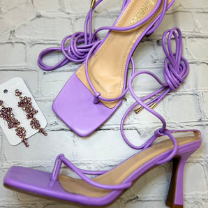 Lilac Lace Up Heels