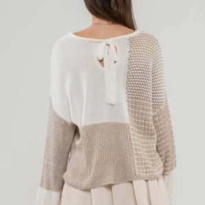 Neutral Shoulder Colorblock Sweater