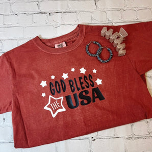 'God Bless The USA' Graphic Comfort Color Tee