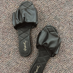 Ruched Slip On Sandals
