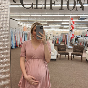 Mauve Ruched Sleeve Maternity Top