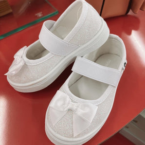 Youth Girls White & Glitter Shoes