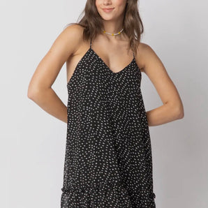 Black Spotted Braided Strap Dress