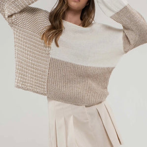 Neutral Shoulder Colorblock Sweater