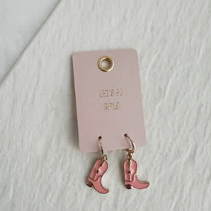 Pink Cowgirl Boot Earrings