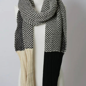 Black Two Toned Knit Scarf