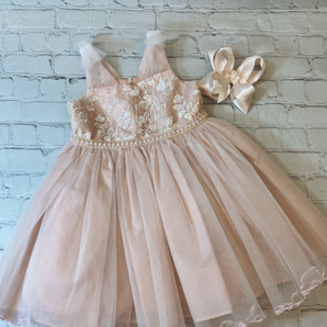 Youth Peach & Lace Pearl Dress
