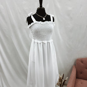 Plus White Smocked Sundress