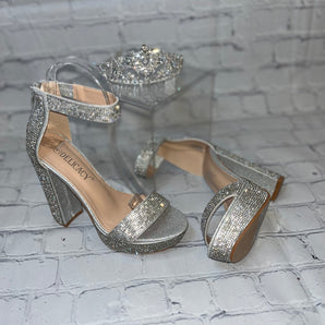 Chunky Silver Rhinestone Heel